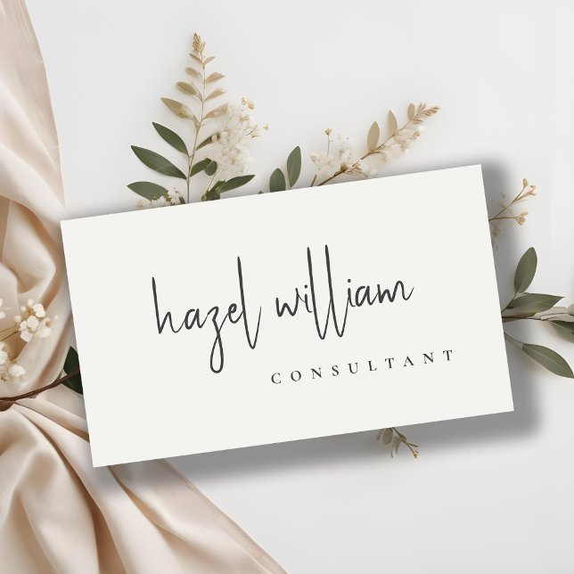 Minimal Modernes einfaches Schwarz-Weiß-Script Visitenkarte (Von Creator hochgeladen)