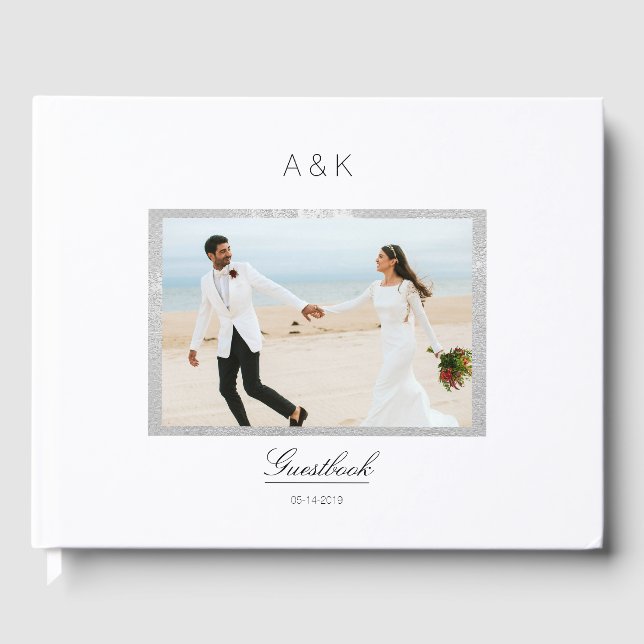 Minimal Modernes Foto Elegante Custom Gästebuch (Vorderseite)