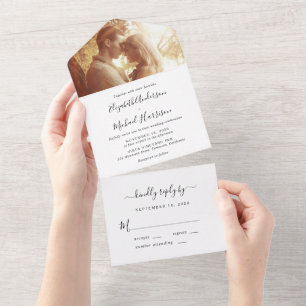 Minimal Modernes Foto Hochzeit All In One Einladung