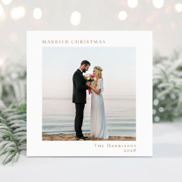 Minimal Modernes Foto Verheiratet Weihnachten Weiß