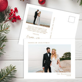 Minimal Modernes Foto Verheiratet Weihnachten Weiß