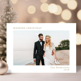 Minimal Modernes Foto Verheiratet Weihnachten Weiß