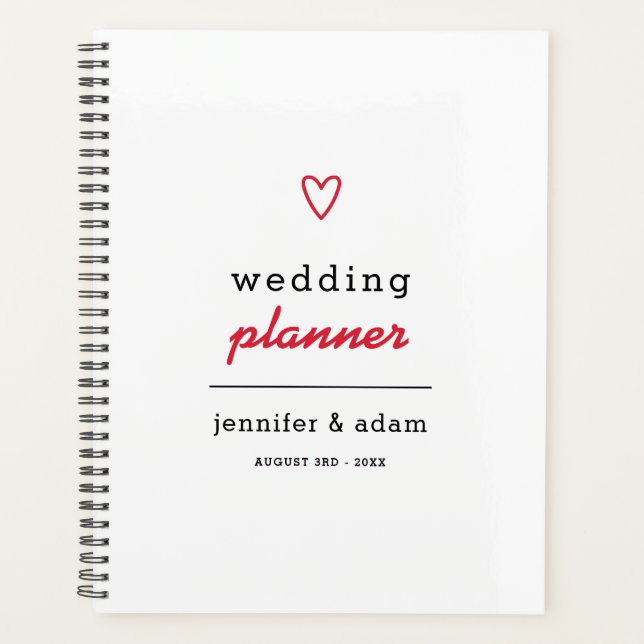 Minimal Modernes Herz - Hochzeitsplaner Planer (Vorderseite)