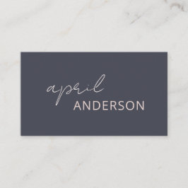 Minimal Modernes Schwarzes Navy Blush Pink Script Visitenkarte