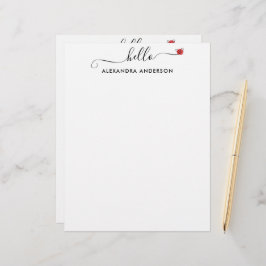 Minimal Modernes Skript Hallo Herz Schwarz und Wei Briefbogen