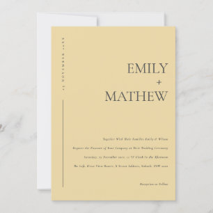 MINIMAL MODERNES YELLOW OCHRE TYPOGRAPHIE WEDD EINLADUNG