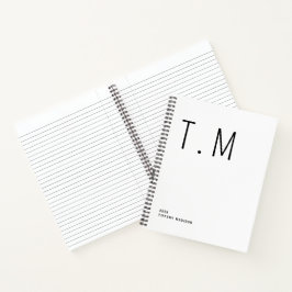 Minimal Monogram Black and White Custom Name Year Notizbuch