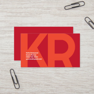 Minimal Monogram Bold Simple Retro Candy Red Visitenkarte