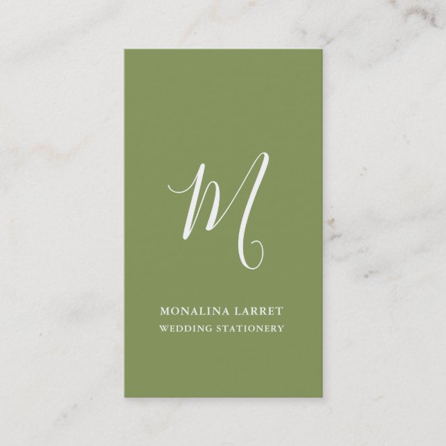Minimal monogram Chic Sage Green Modernst Visitenkarte (Vorderseite)