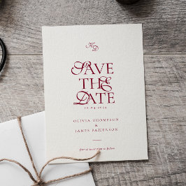 Minimal Monogram Deep Burgundy Script Wedding Magneteinladung