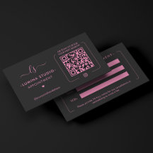 Minimal Monogram Lash Makeup Artist Pink Black QR
