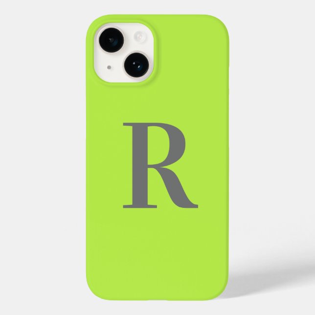 Minimal Monogram Modern Lime Green Case-Mate iPhone 14 Hülle (Rückseite)