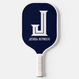 Minimal Monogram Navy Blue Pickleball Paddel Schläger