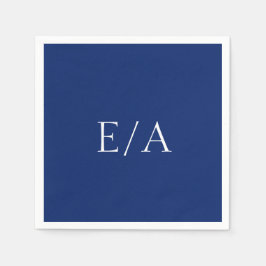 Minimal Monogram Simple Elegant Navy Blue Wedding Serviette