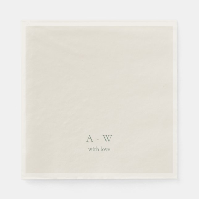 Minimal Monogram Wedding Napkins – with Love Serviette (Vorderseite)