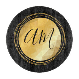 Minimal-Monogramm aus Schwarz und Gold Schneidebrett