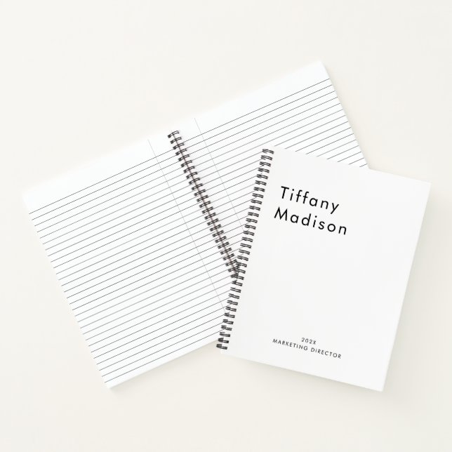 Minimal Monogramm Schwarz und Weiß Benutzerdefinie Notizbuch (Innenseite)