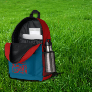 Minimal Mountain Art Hiking  blue red  Backpack Bedruckter Rucksack
