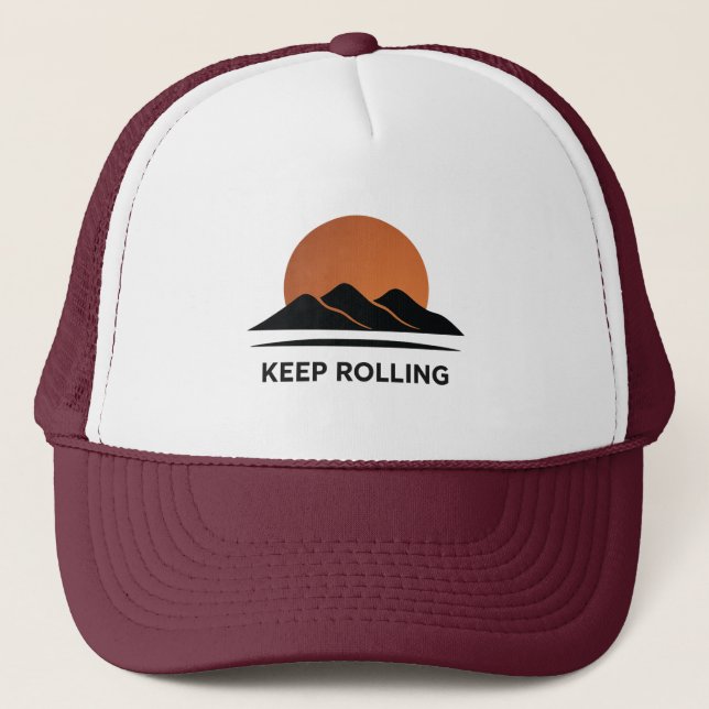 Minimal Mountain Design Sunset Trucker Hut Truckerkappe (Vorderseite)