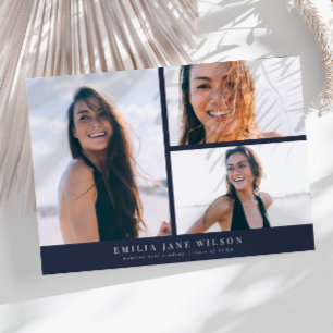 Minimal Multi-Foto Abschluss Ankündigung Navy