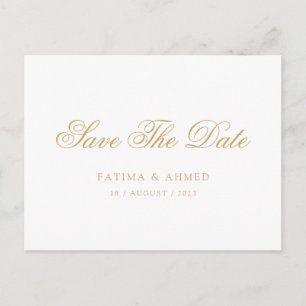 Minimal muslimische Weiß Save the Date Ankündigungspostkarte