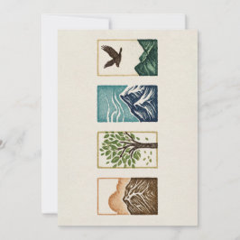 Minimal Nature Set – Mountain & Tree Art Feiertagskarte