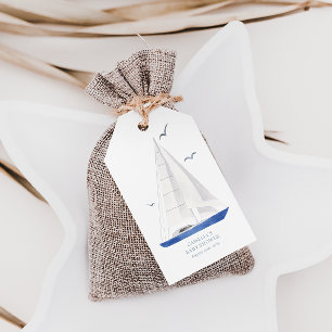 Minimal Nautical Yacht Baby Shower Ahoy Boy Geschenkanhänger