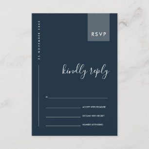 MINIMAL NAVY BLUE GRAY TYPOGRAPHY WEDY RSVP BEGLEITKARTE
