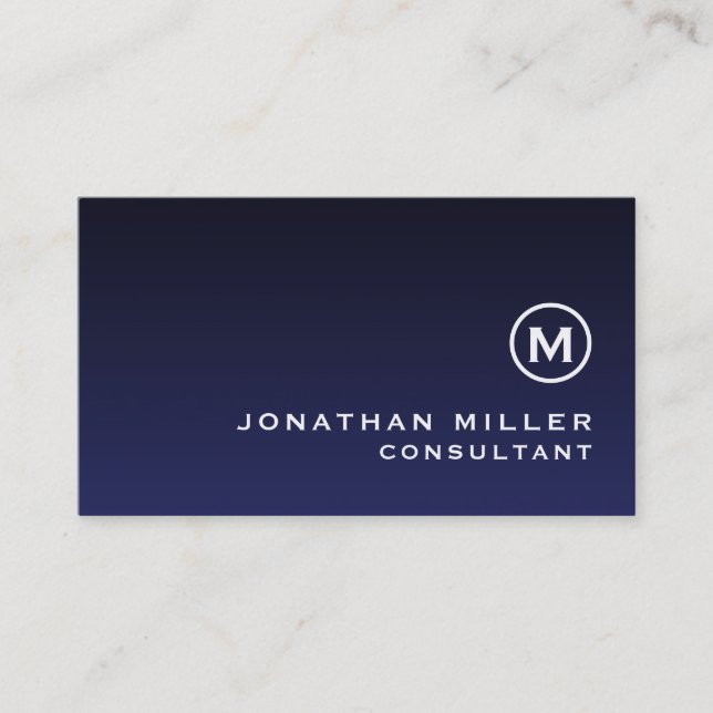 Minimal Navy Blue Monogram Visitenkarte (Vorderseite)