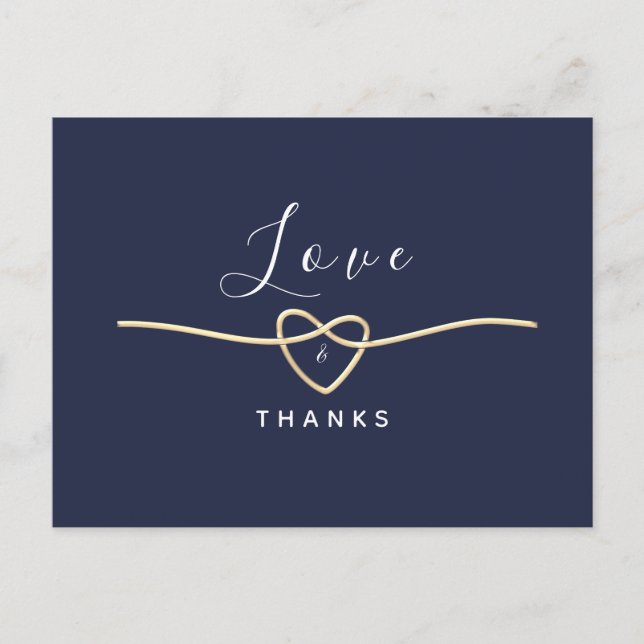 Minimal Navy Blue Wedding Vielen Dank Postkarte (Vorderseite)