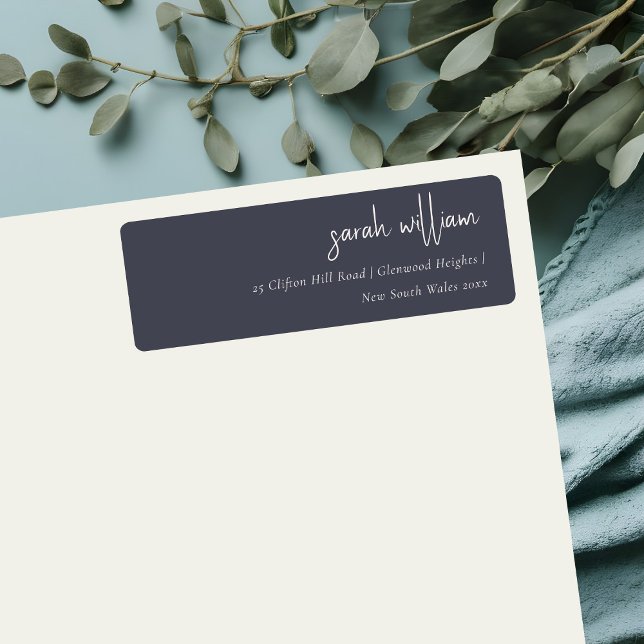 Minimal Navy Blush Black Script Typografy Address (Von Creator hochgeladen)