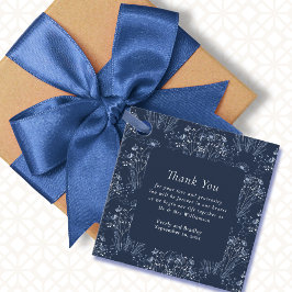 Minimal Navy Floral Botanical Wedding Vielen Dank Geschenkanhänger