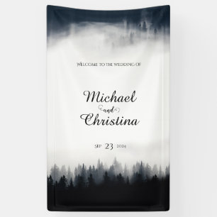 Minimal neblig Fichtenwald Naturhochzeit Banner