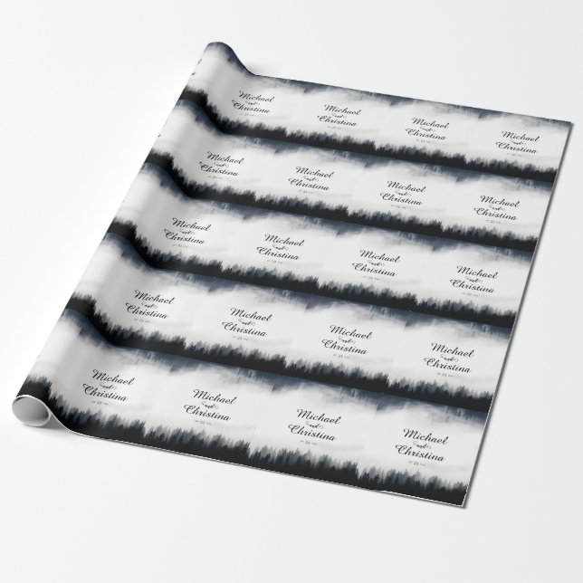 Minimal neblig Fichtenwald Naturhochzeit Geschenkpapier (Ungerollt)
