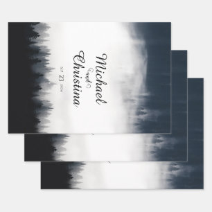Minimal neblig Fichtenwald Naturhochzeit Geschenkpapier Set