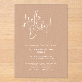 Minimal Neutral Baby Shower Acrylic Invitation Acryleinladungen