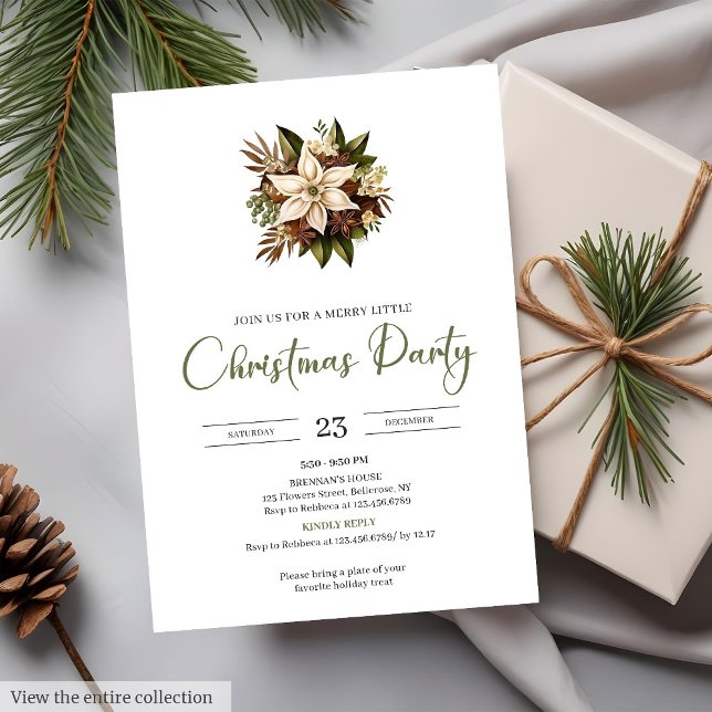 Minimal Neutral Earthy Rustic Watercolor Holiday   Einladung (Minimal Neutral Earthy Rustic Watercolor Holiday Party Card)