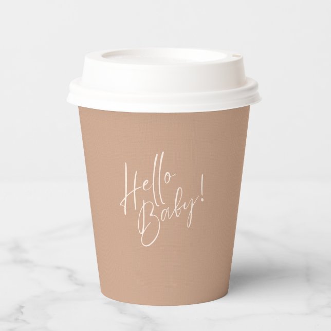 Minimal Neutral Hello Baby Paper cup Pappbecher (Vorderseite)