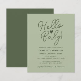 Minimal neutrale Hallo Baby Dusche Budget Einladun