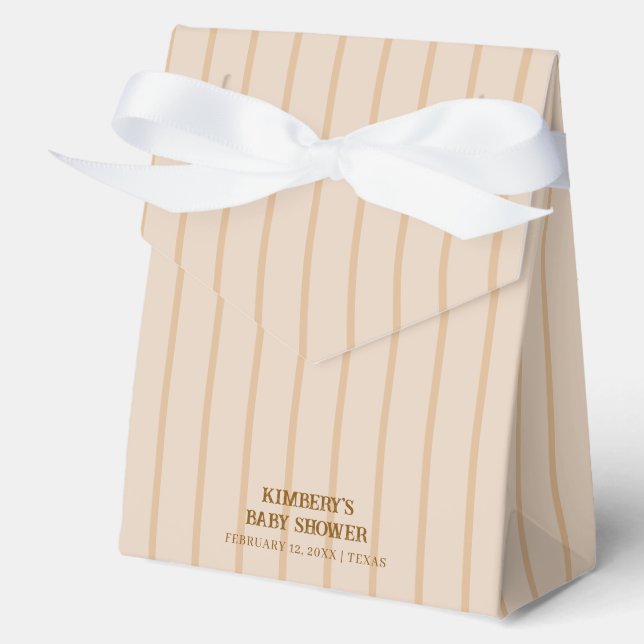 Minimal neutrale Rustikal Stripe Cowgirl Babydusch Geschenkschachtel (Vorderseite)