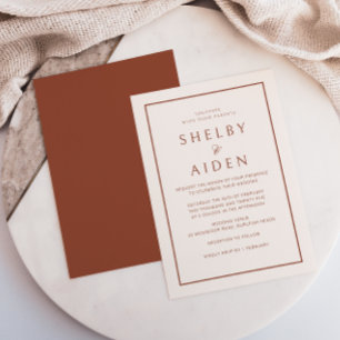 Minimal neutrale Terracotta Moderne Hochzeit Einladung