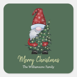 Minimal Niedlich Gnome Frohe Weihnachtsgeschenke Quadratischer Aufkleber