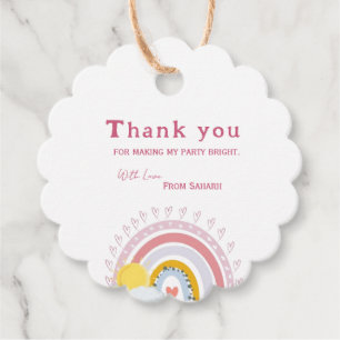 Minimal Niedlich Pink Rainbow Sun Baby Dusche Dank Geschenkanhänger