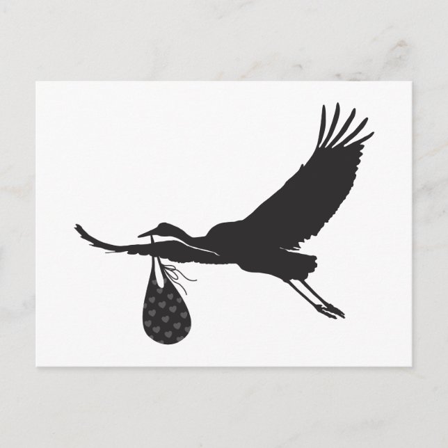 Minimal Niedlich Stork Unisex Kinderdusche Einladu Postkarte (Vorderseite)