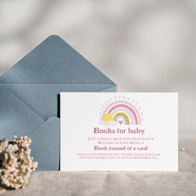 Minimal Niedliche Rainbow Sun Pink Baby Books für  Einladung (Von Creator hochgeladen)
