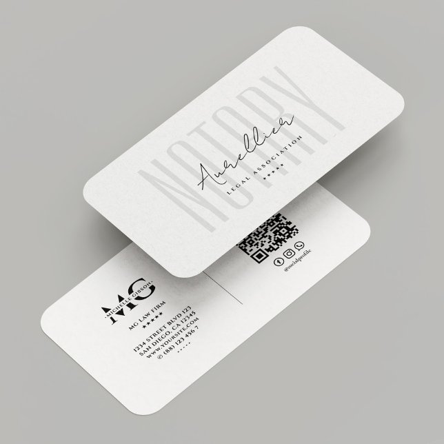 Minimal Notary Public Legal Elegante Weiß Moderne Visitenkarte (Minimal Notary Public Legal Elegant White Modern Business Card
)