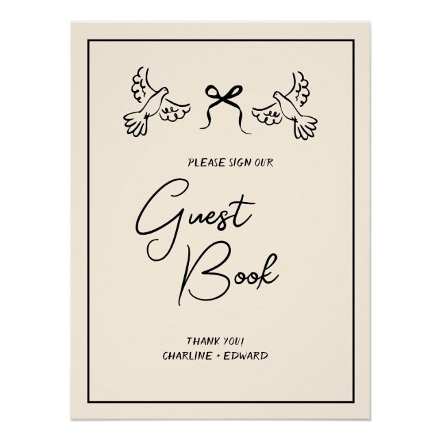 Minimal Olive and Blush Wedding Guestbook  Poster (Vorderseite)