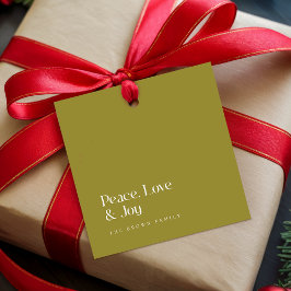 Minimal Olive Green Christmas Holiday Family Name Geschenkanhänger