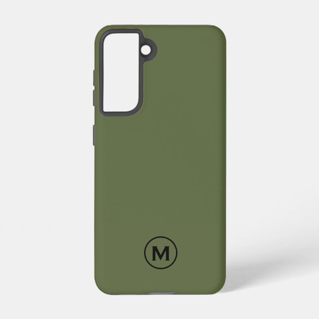 Minimal Olive Green Classic Monogramm Samsung Galaxy Hülle (Rückseite)