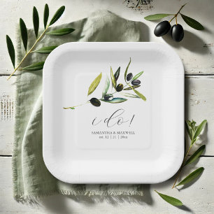 Minimal Olive Paper Teller Botanische Vegetation